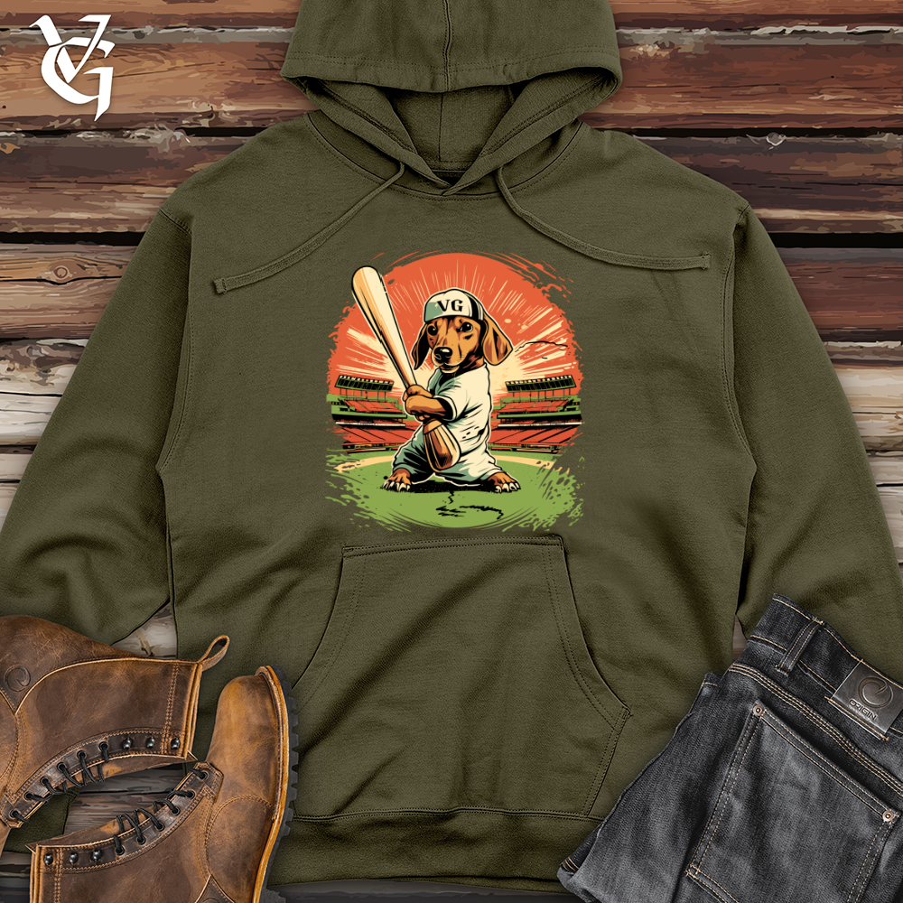 Viking Goods Dachshund Baseball Slugger Midweight Hooded Sweatshirt Army / L