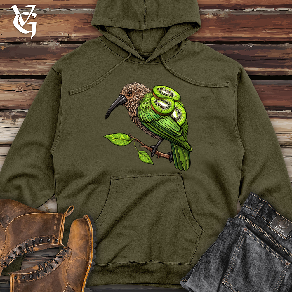 Viking Goods Kiwi Fruit Bird Midweight Hooded Sweatshirt Army / L