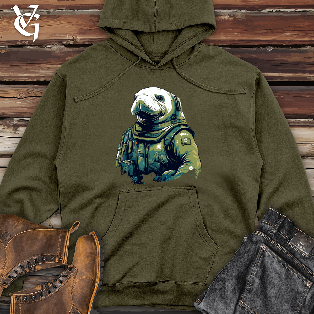 Viking Goods Manatee Astronaut Adventure Midweight Hooded Sweatshirt Army / L