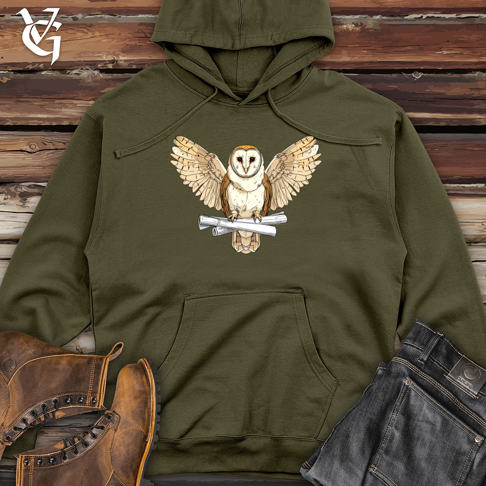 Viking Goods Owl Architect Wisdom Midweight Hooded Sweatshirt Army / L