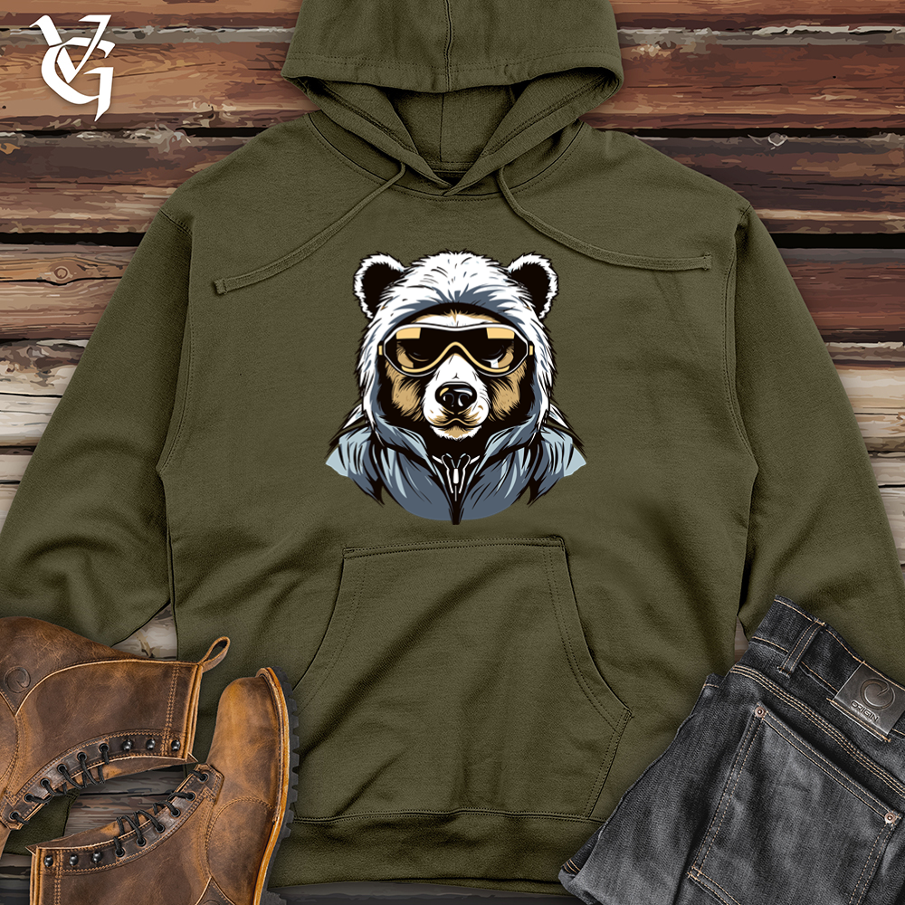 Viking Goods Retro Ski Mask Bear Midweight Hooded Sweatshirt Army / L