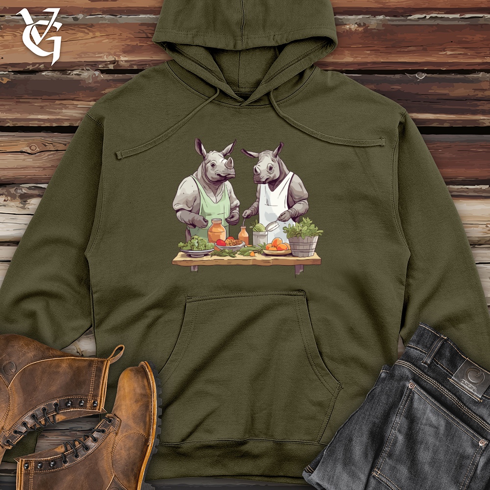 Viking Goods Rhinos Cooking Gourmet Midweight Hooded Sweatshirt Army / L