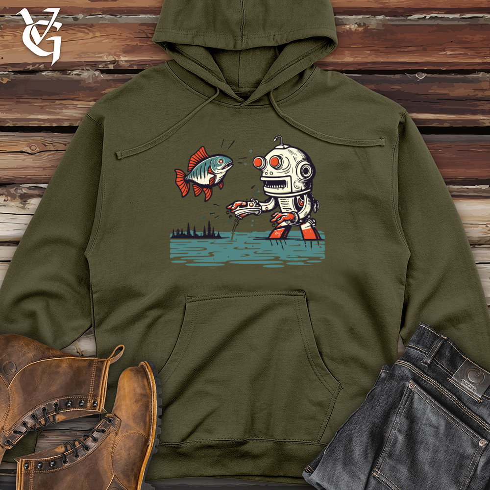 Viking Goods Robo Angler Midweight Hooded Sweatshirt Army / L
