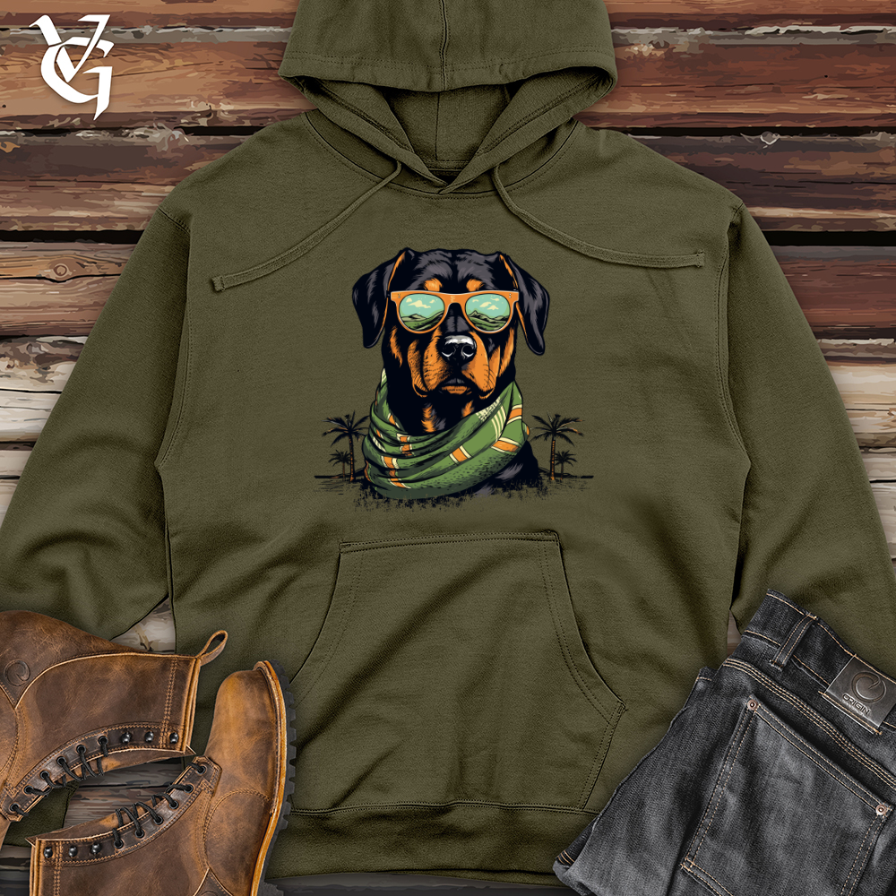 Viking Goods Rottweiler Beach Vibes Midweight Hooded Sweatshirt Army / L