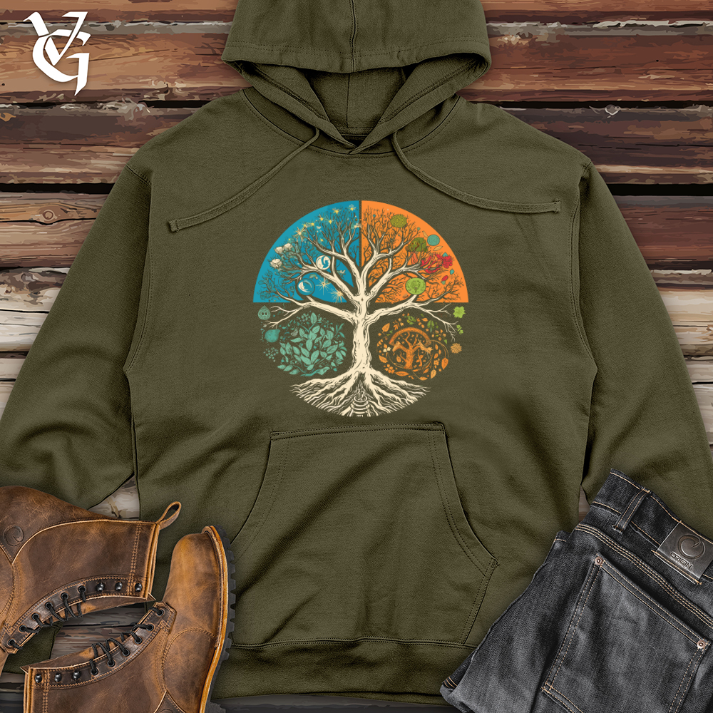 Viking Goods Seasons Tree Cycle Midweight Hooded Sweatshirt Army / L
