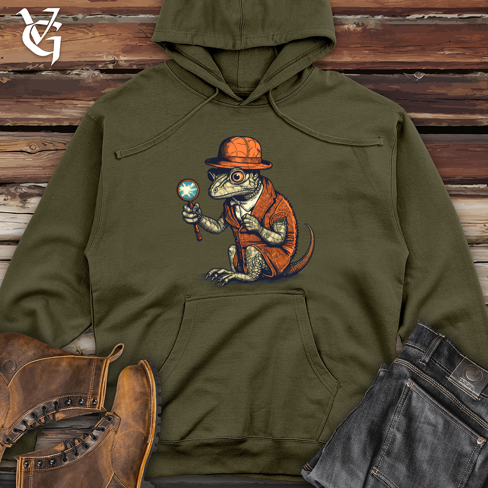 Viking Goods Sleuthing Lizard Investigator Midweight Hooded Sweatshirt Army / L