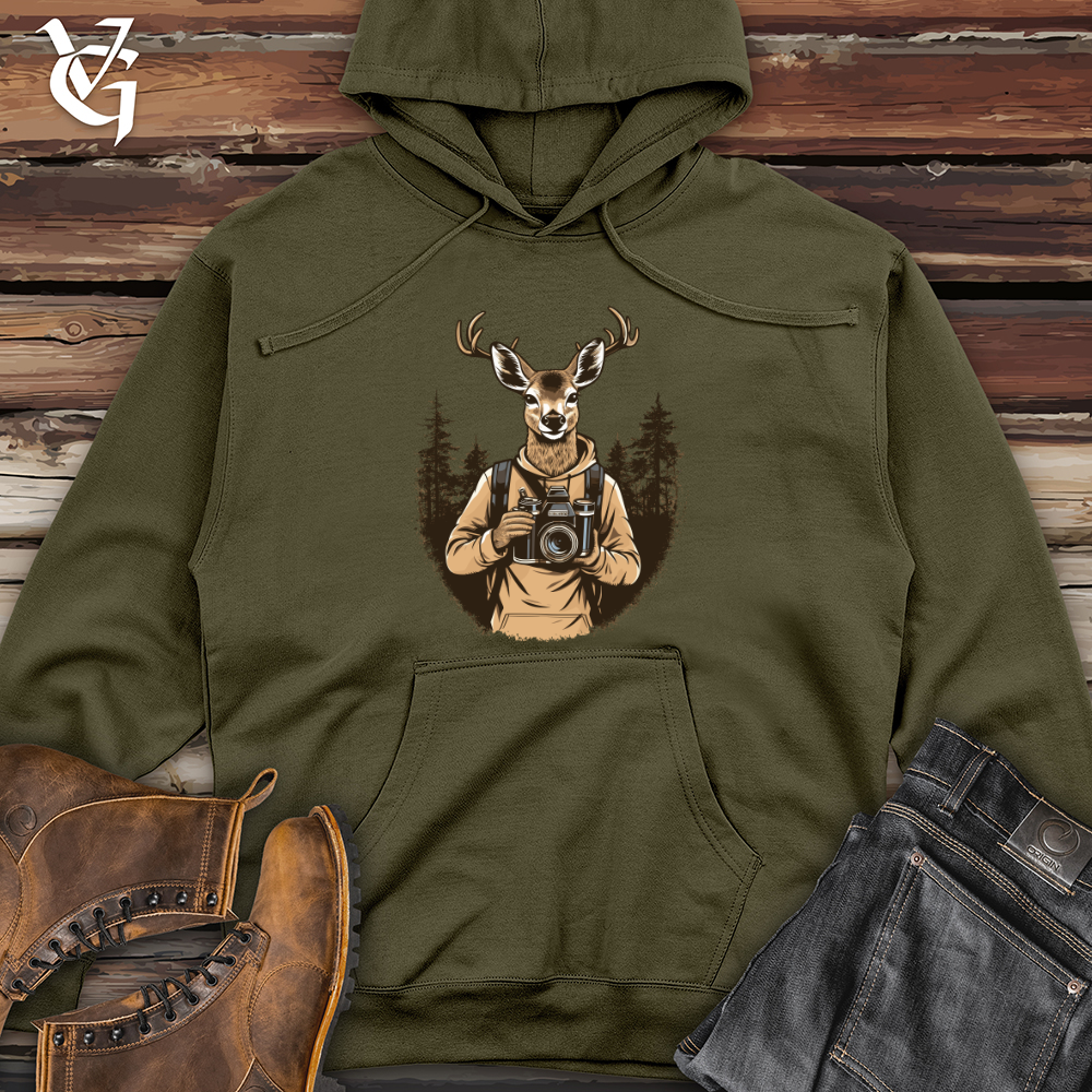 Viking Goods Snapshot Stag Shutterbug Midweight Hooded Sweatshirt Army / L