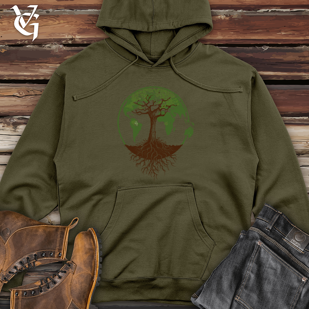 Viking Goods Tree of Life Earth Midweight Hooded Sweatshirt Army / L