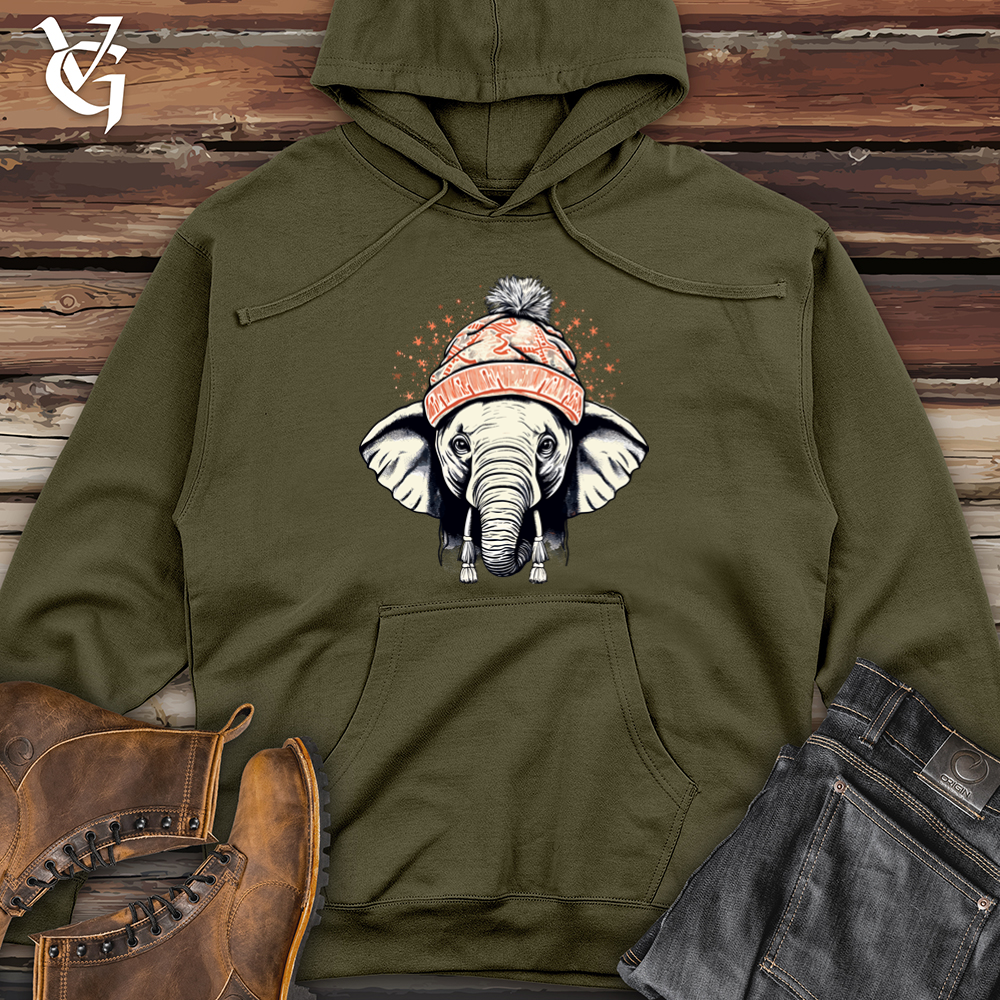 Viking Goods Vintage Pompom Snow Hat Elephant Midweight Hooded Sweatshirt Army / L