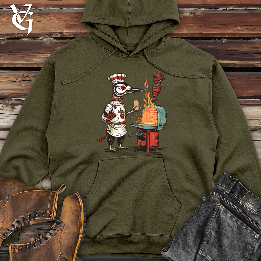 Viking Goods Woodpecker Grill Master Midweight Hooded Sweatshirt Army / L