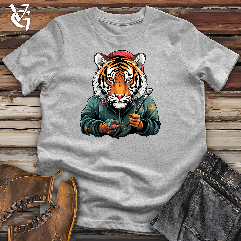 Viking Goods A Tiger With Painting Brush Cotton Tee Ash / L