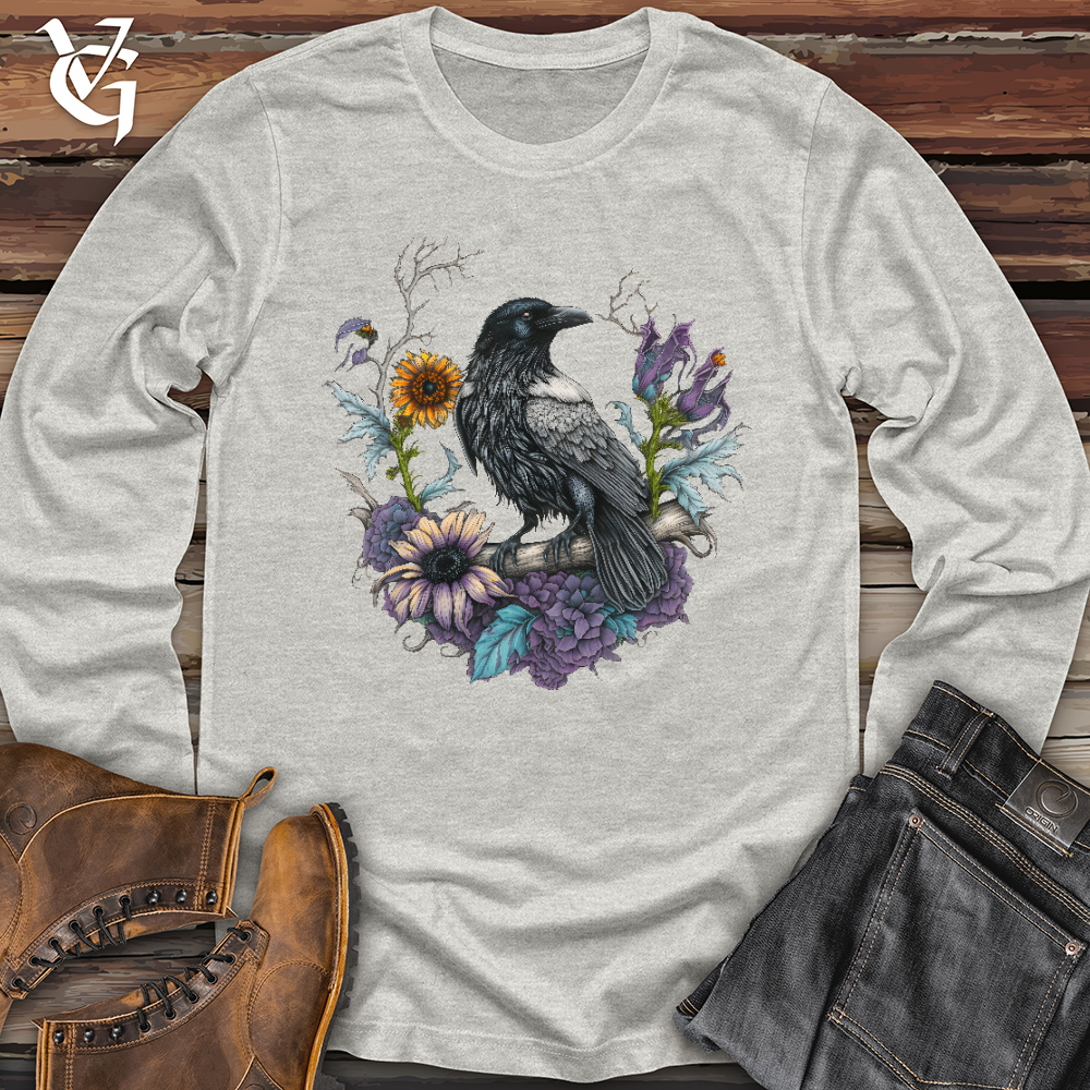 Viking Goods Flower Wreath Raven Long Sleeve Ash / L