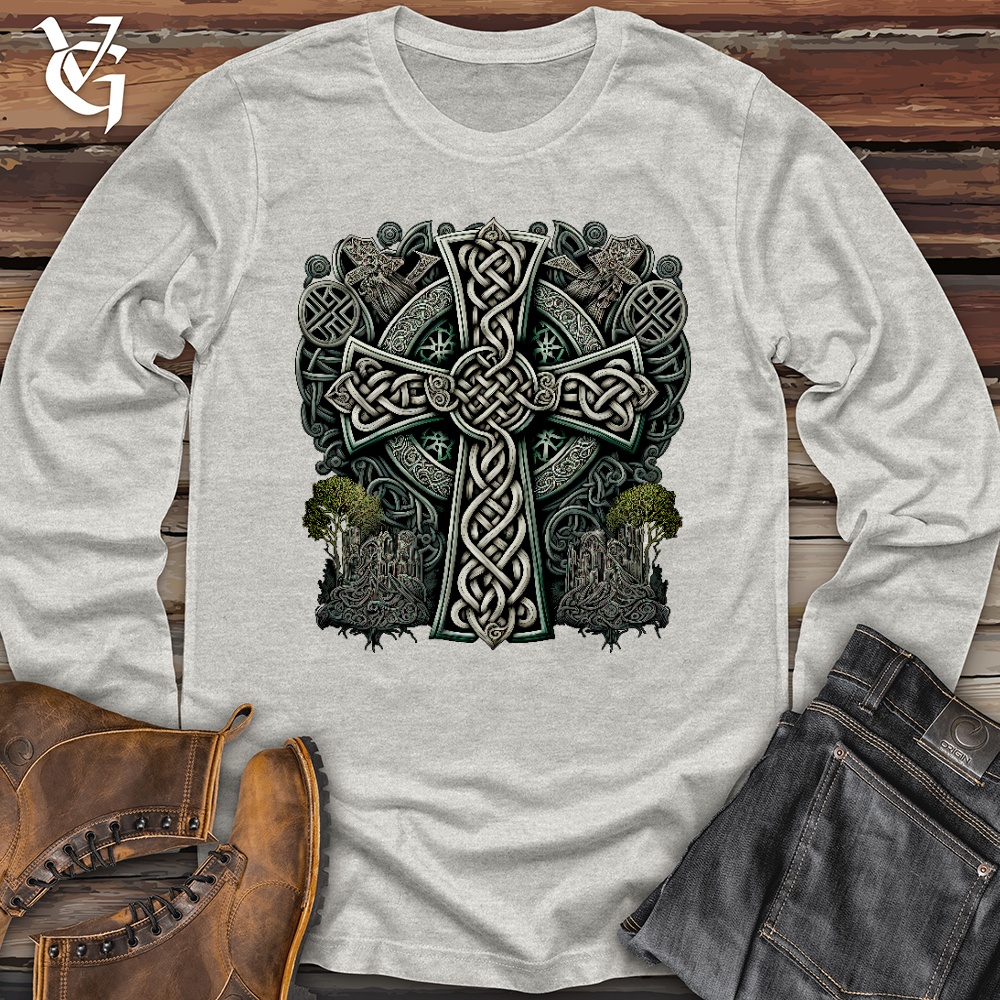 Viking Goods Metallic Celtic Crosses Long Sleeve Ash / L