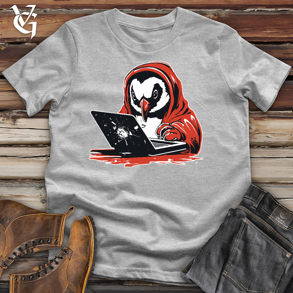 Viking Goods Penguin Watching Laptop Cotton Tee Ash / L