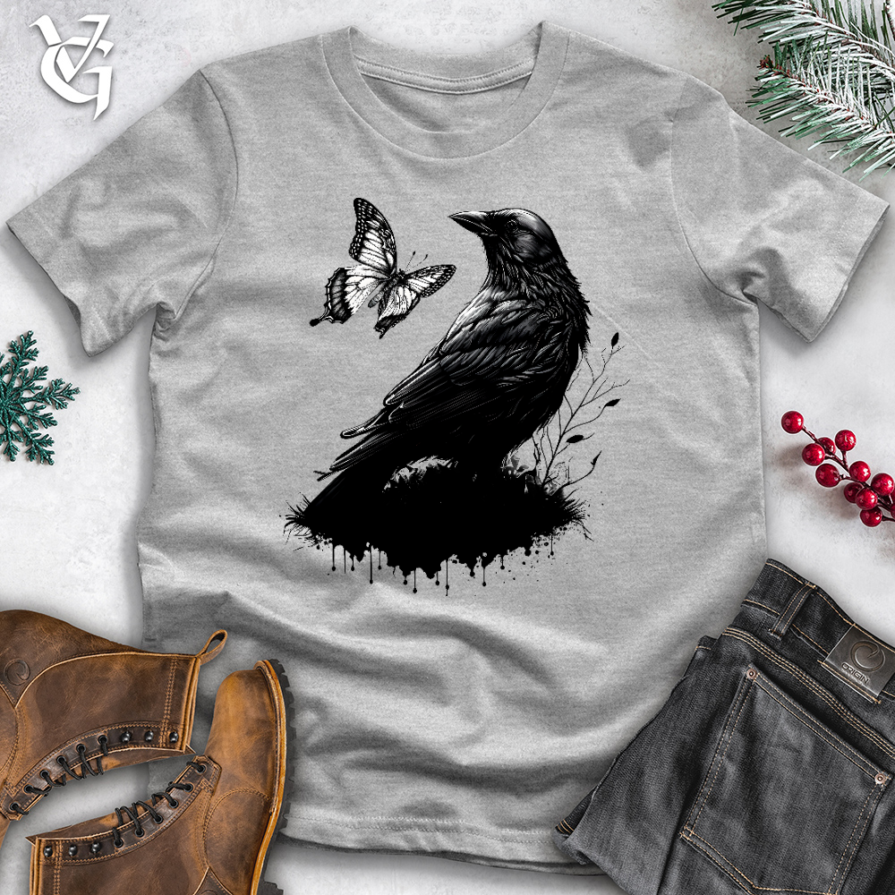 Viking Goods Raven and Butterfly Cotton Tee Ash / L