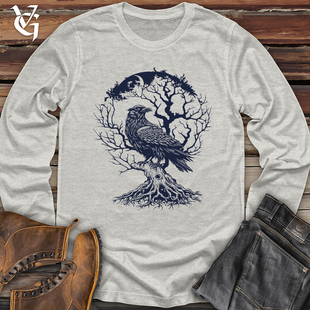 Viking Goods Raven and Old Tree Tattoo Long Sleeve Ash / L
