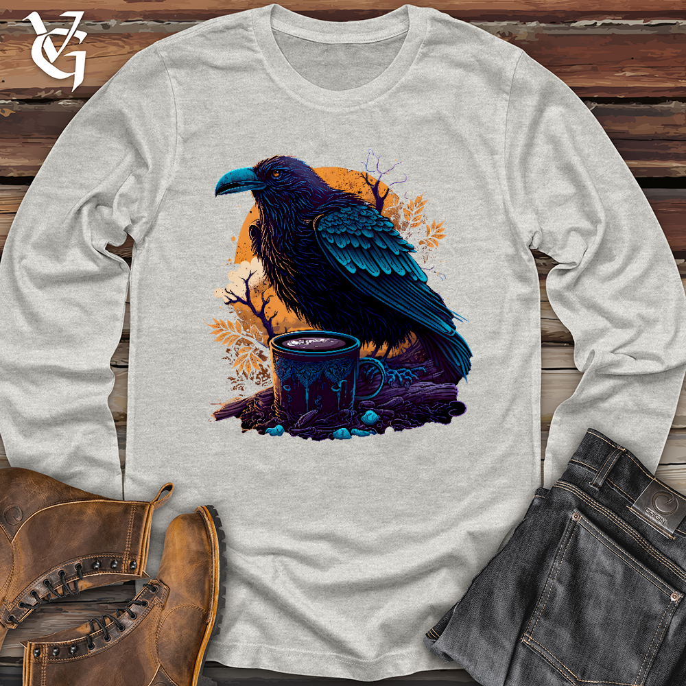 Viking Goods Raven Drinking Coffee Long Sleeve Ash / L