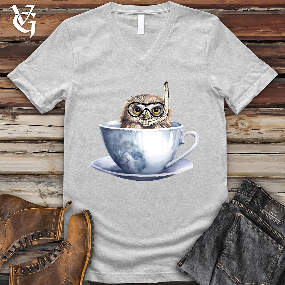 Viking Goods Snorkeling Owl V-Neck Tee Ash / L