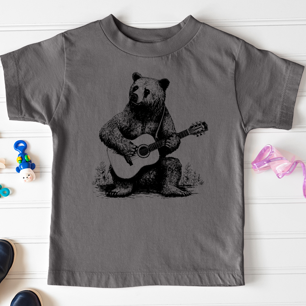 Viking Goods Bear Guitarist Toddler Tee Asphalt / 2T