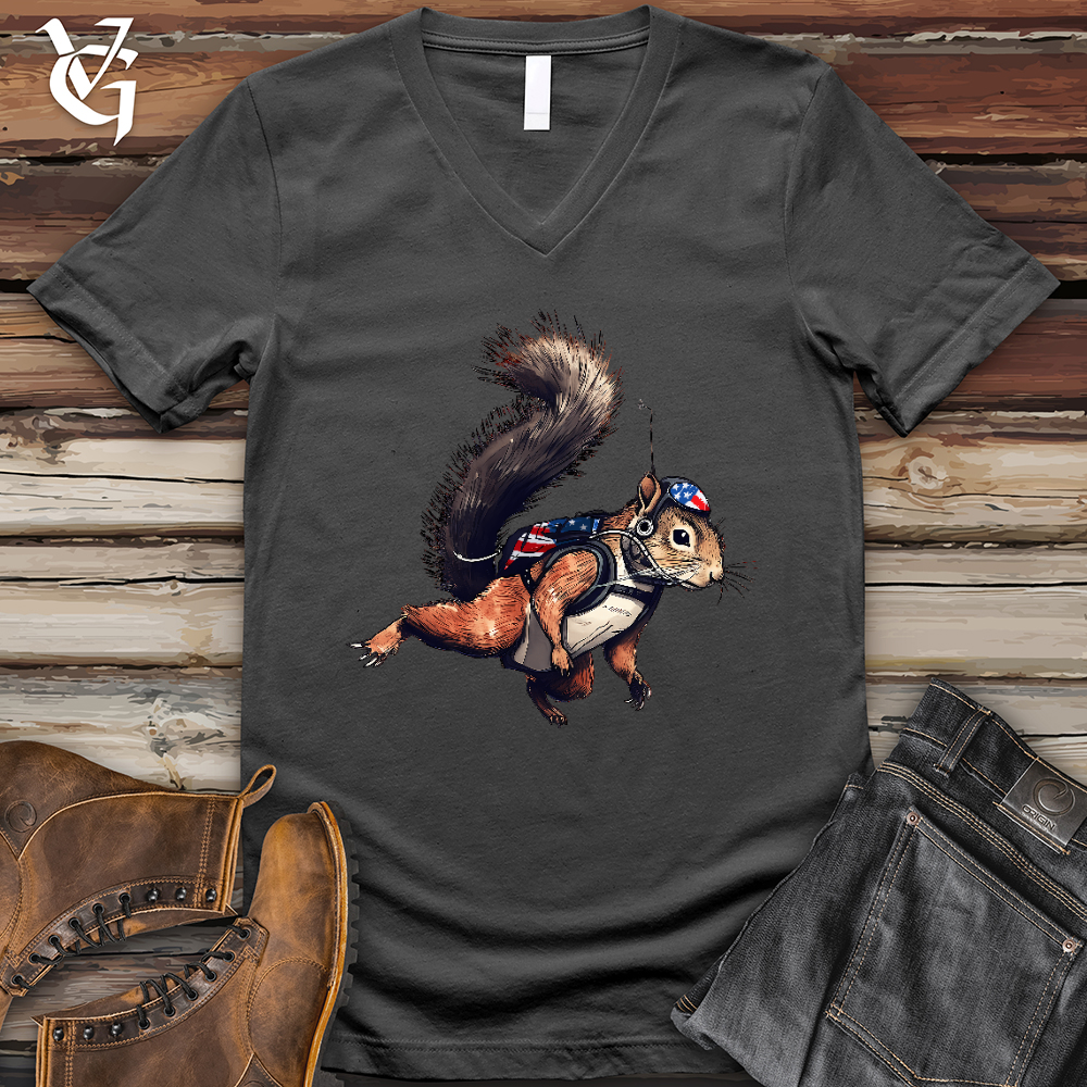 Viking Goods American Skydiving Squirrel V-Neck Tee Asphalt / L
