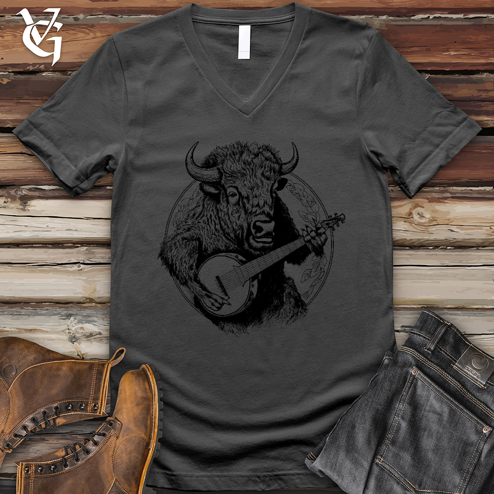 Viking Goods Banjo Bison V-Neck Tee Asphalt / L
