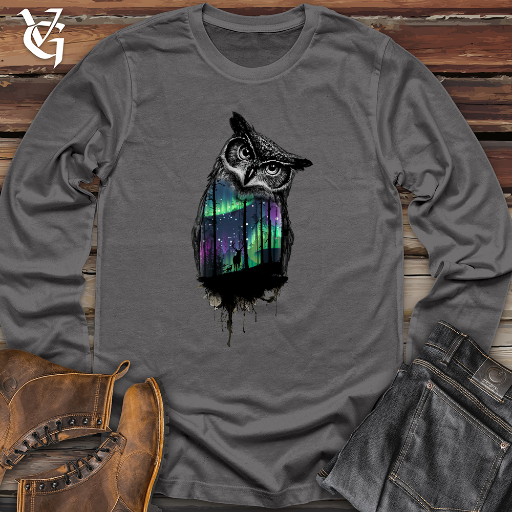 Viking Goods Northern Lights Owl Long Sleeve Asphalt / L