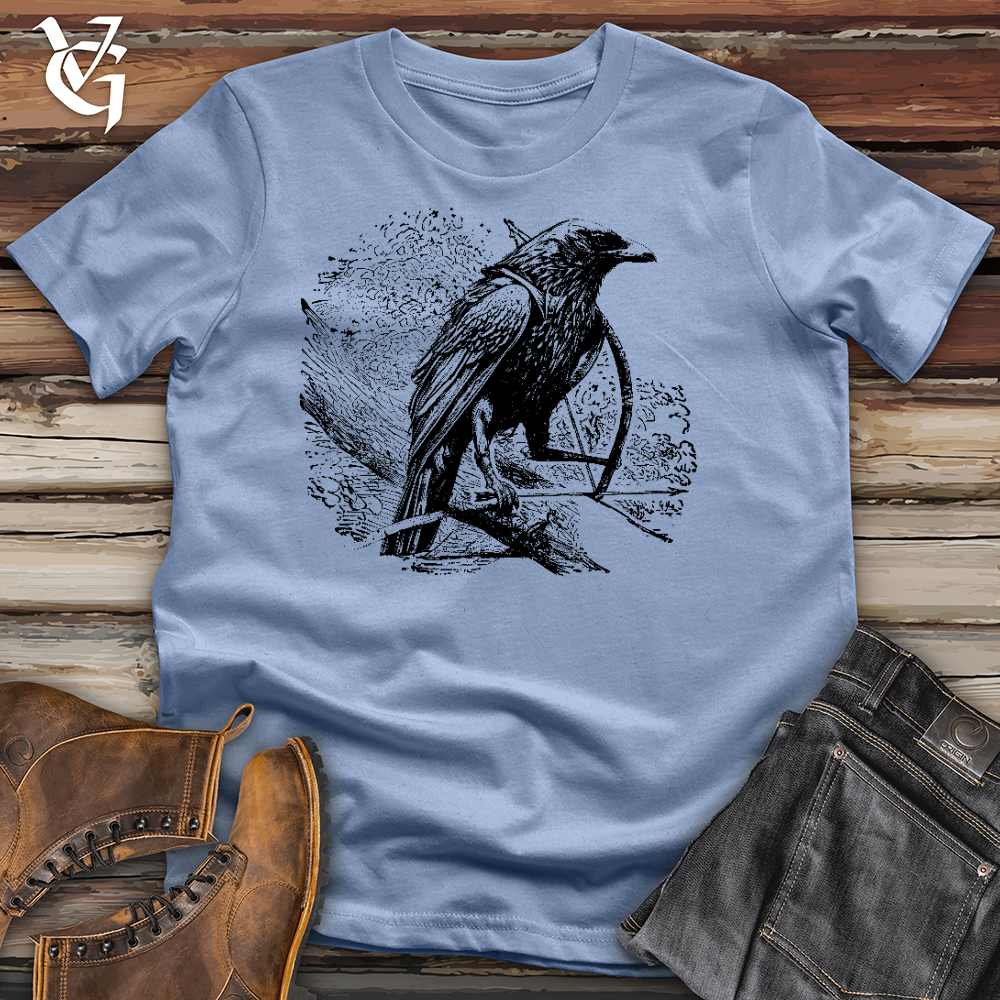 Viking Goods Raven Hood Cotton Tee Baby Blue / L