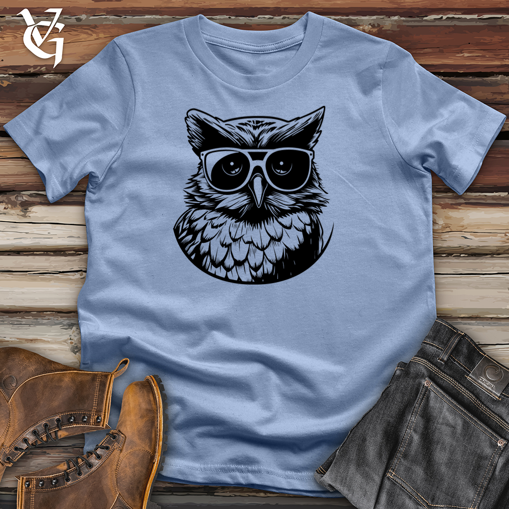 Viking Goods Skateboard Owl Cool Cotton Tee Baby Blue / L