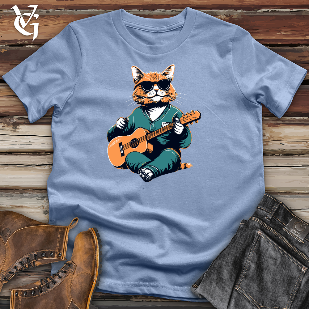 Viking Goods Ukulele Feline Groove Cotton Tee Baby Blue / L