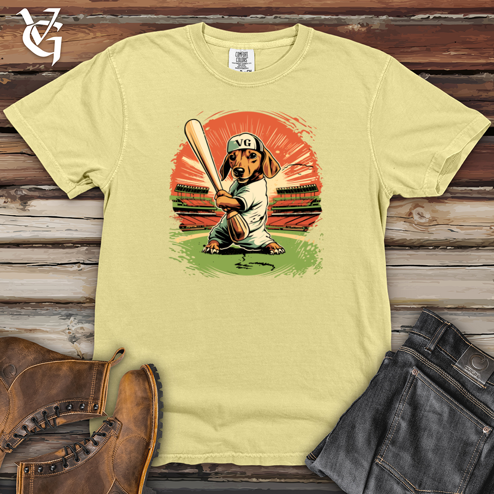 Viking Goods Dachshund Baseball Slugger Heavy Cotton Comfort Colors Tee Banana / L