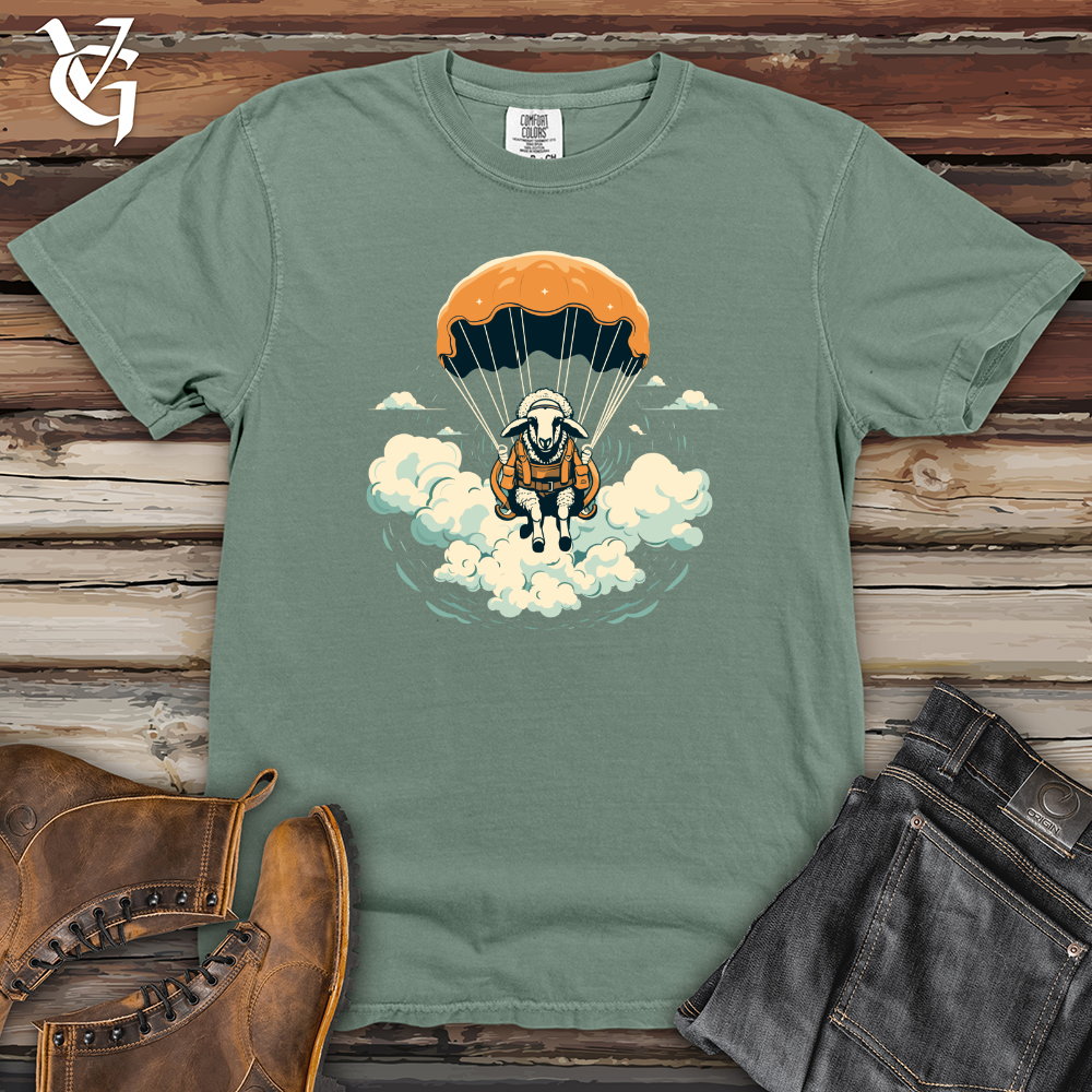 Viking Goods Sheep Skydiving Parachute Rush Heavy Cotton Comfort Colors Tee Bay / L