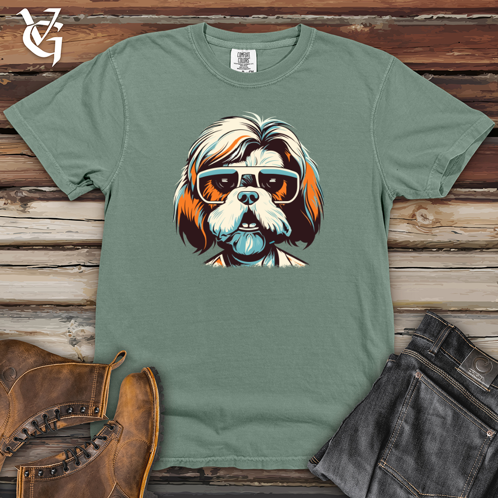 Viking Goods Shih Tzu Stylish Spectacles Heavy Cotton Comfort Colors Tee Bay / L