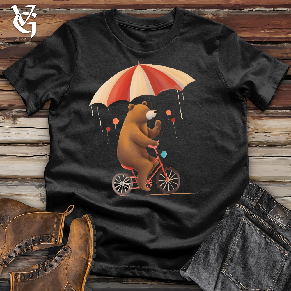 Viking Goods Bear Biking In The Rain Cotton Tee Black / L