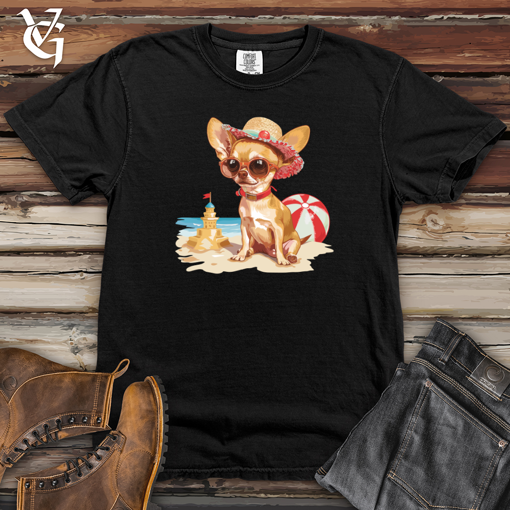 Viking Goods Chihuahua Beachfront Chic Heavy Cotton Comfort Colors Tee Black / L