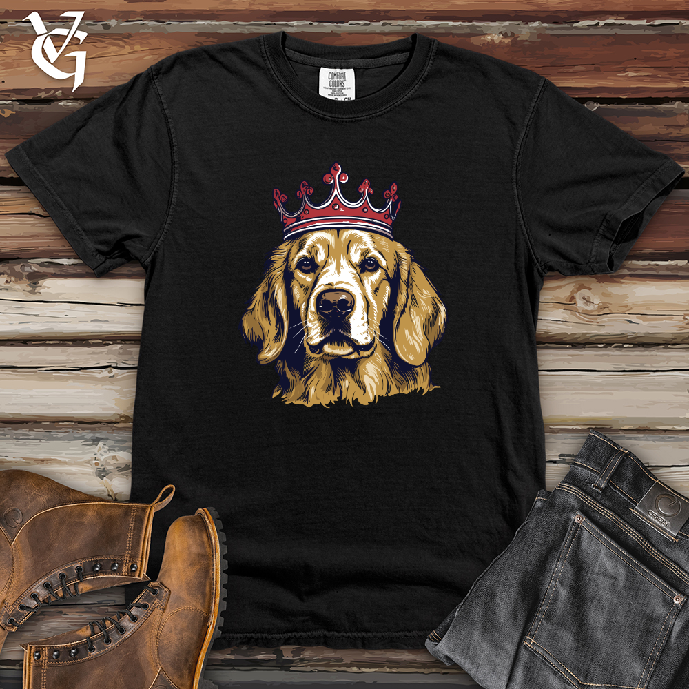 Viking Goods Crowned Golden Retriever Majesty Heavy Cotton Comfort Colors Tee Black / L
