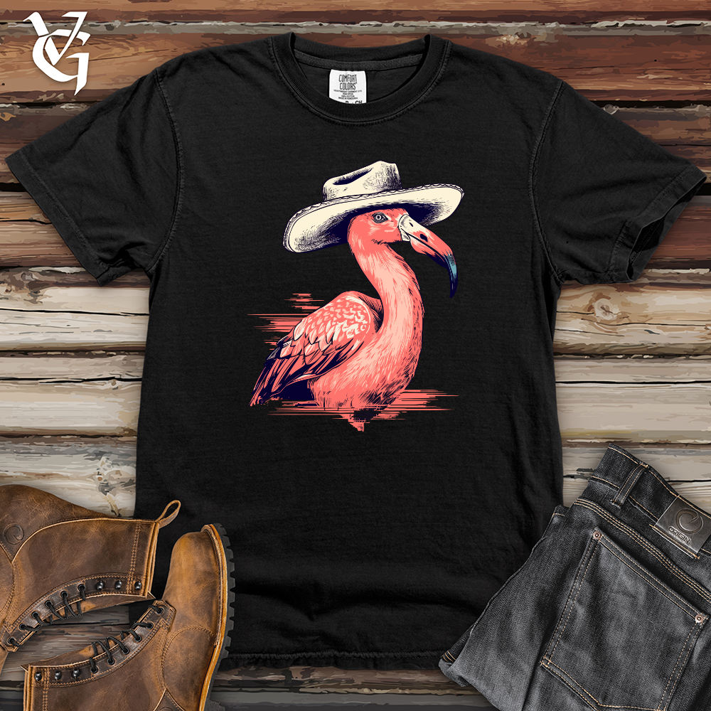 Viking Goods Flamingo Tropical Trek Cowboy Cap Heavy Cotton Comfort Colors Tee Black / L