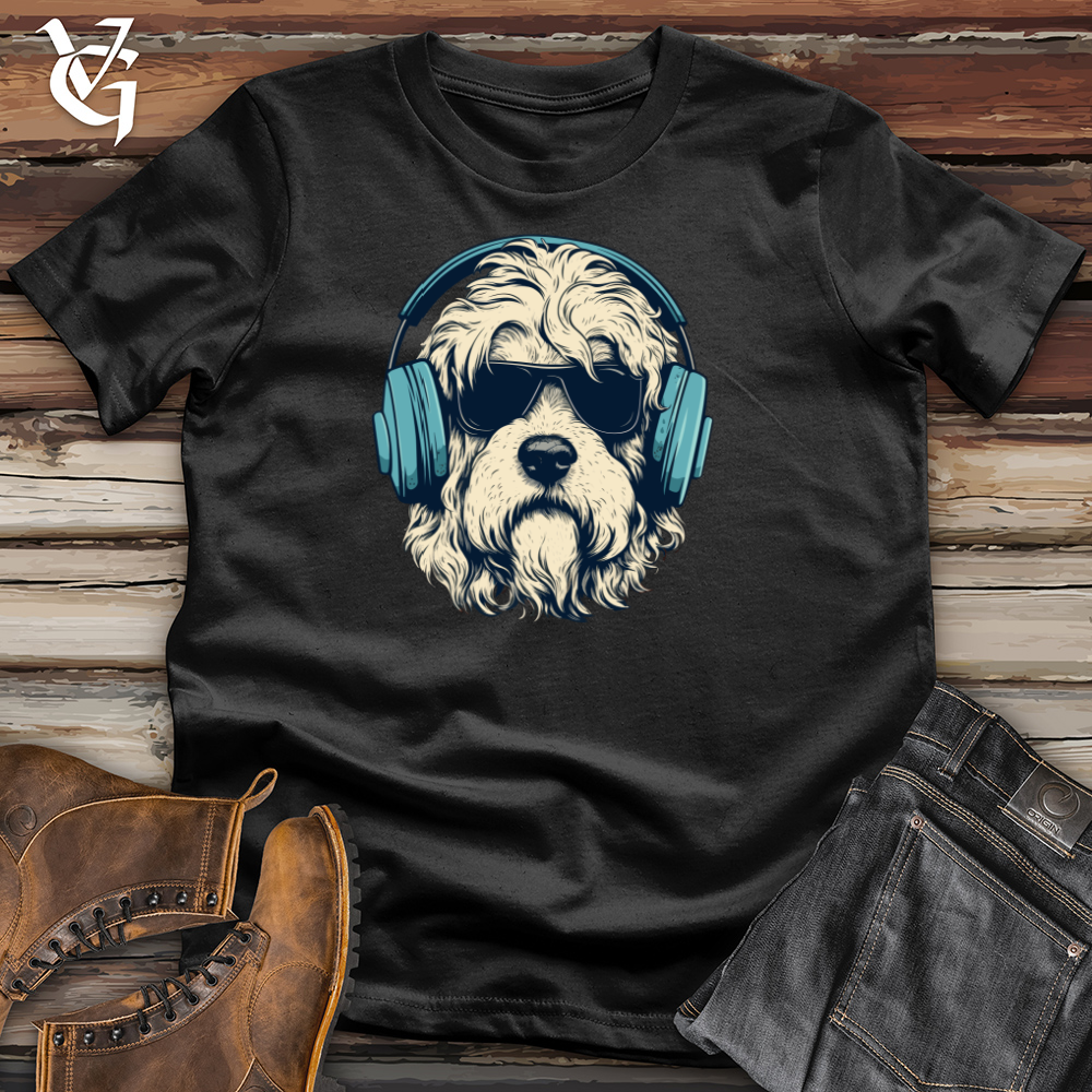Viking Goods Headphone Rocking Doodle Pooch Cotton Tee Black / L