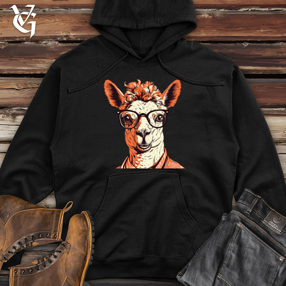 Viking Goods Llama Geek Chic Midweight Hooded Sweatshirt Black / L