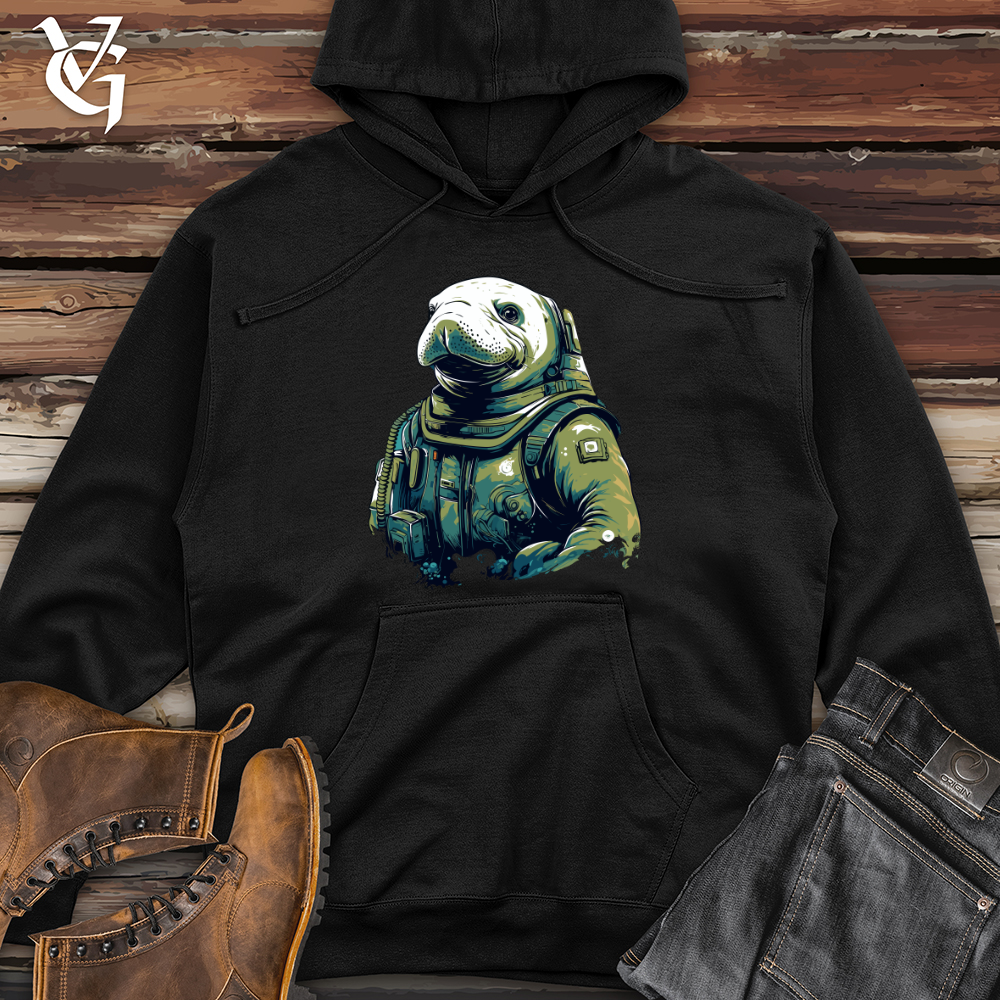 Viking Goods Manatee Astronaut Adventure Midweight Hooded Sweatshirt Black / L