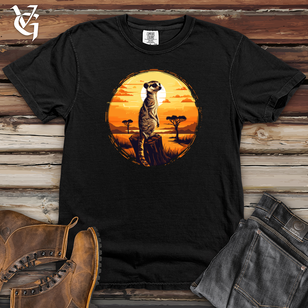 Viking Goods Meerkat Safari Sunset Heavy Cotton Comfort Colors Tee Black / L