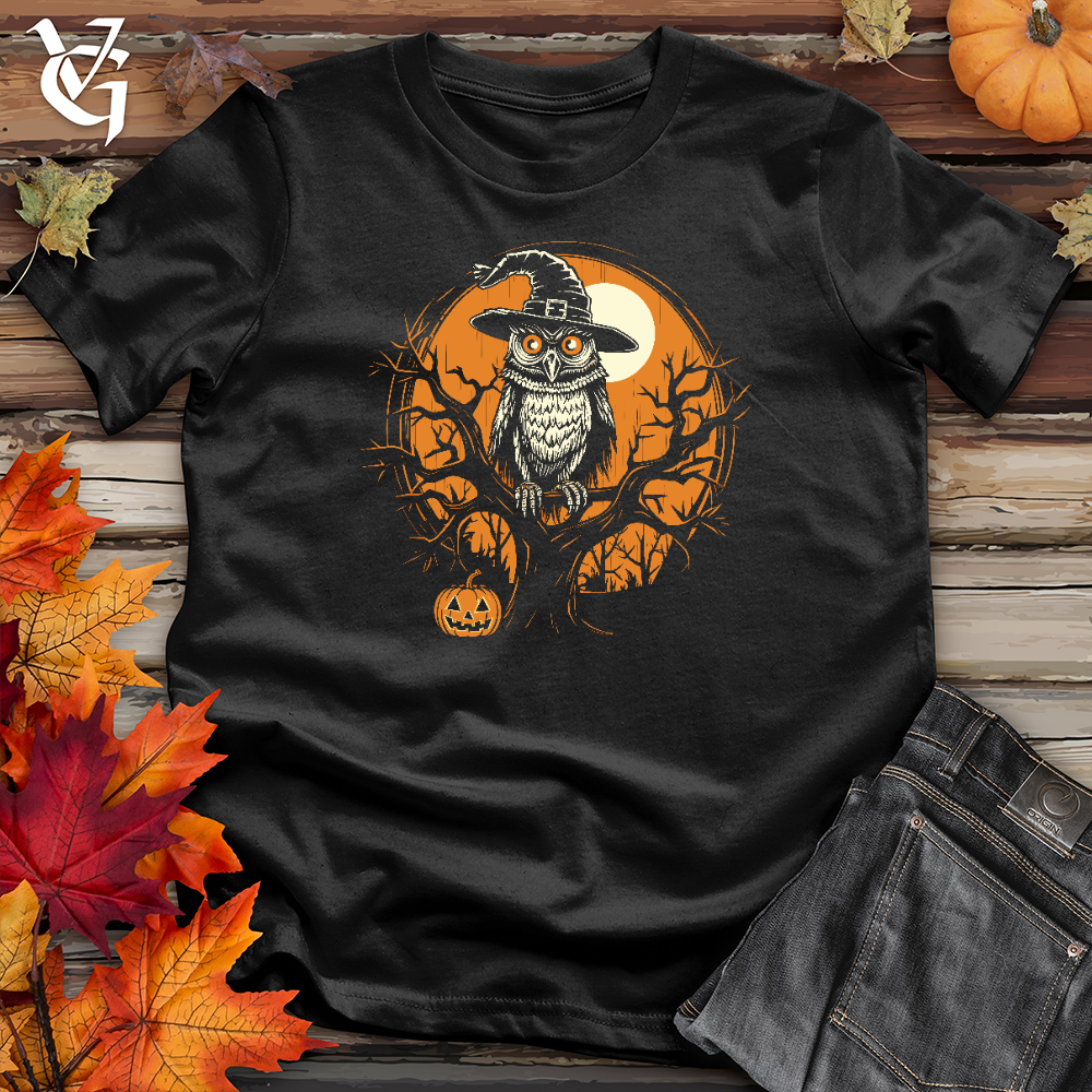 Viking Goods Mystical Owl Witch Hat Cotton Tee Black / L