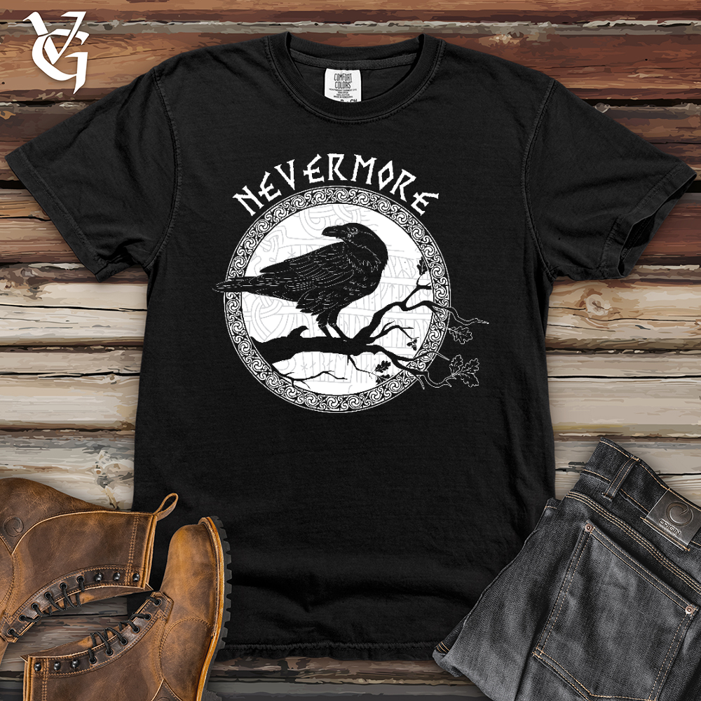 Viking Goods Nevermore White Winter Raven Heavy Cotton Comfort Colors Tee Black / L