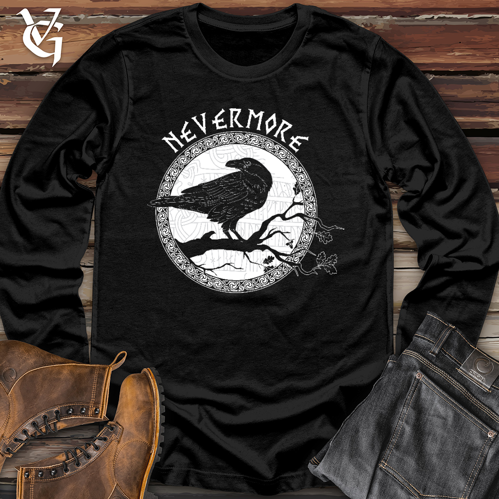 Viking Goods Nevermore White Winter Raven Long Sleeve Black / L