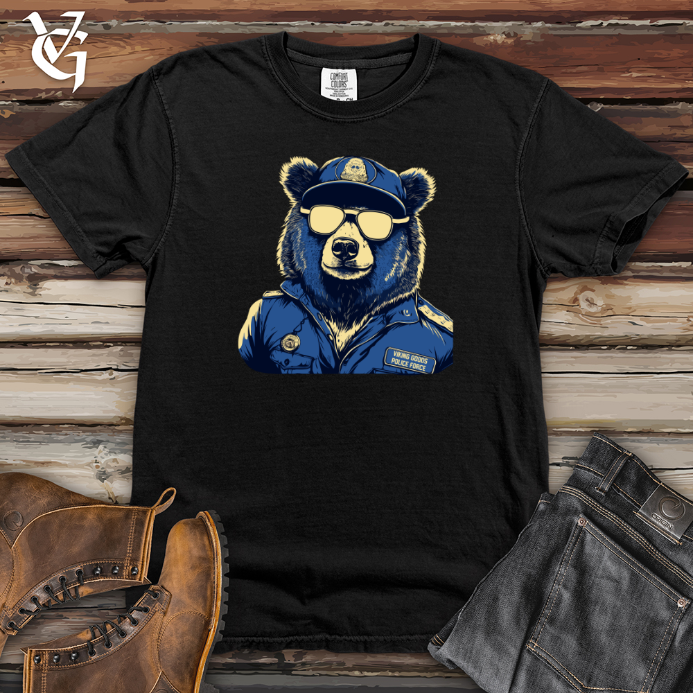 Viking Goods Officer Bear on Duty 01 Heavy Cotton Comfort Colors Tee Black / L