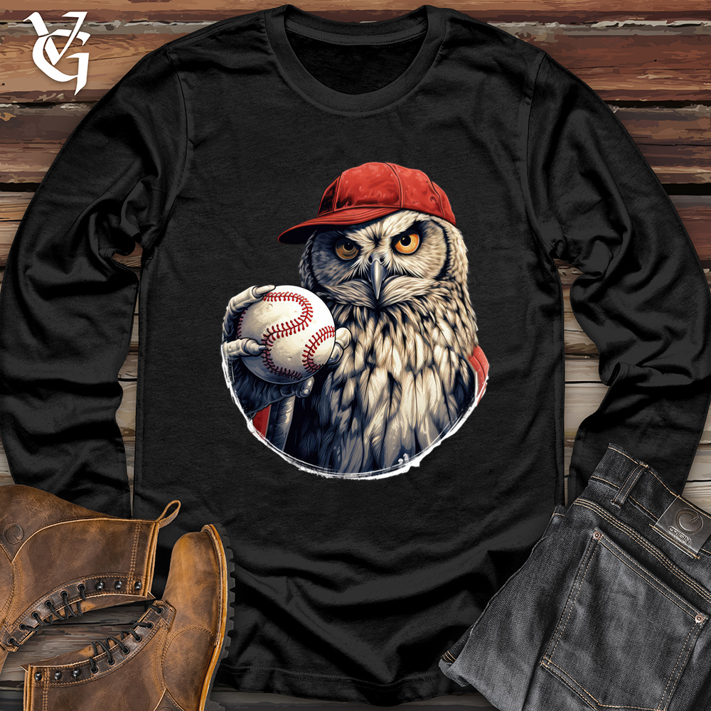 Viking Goods Owl Baseball Pitcher Softstyle Long Sleeve Black / L
