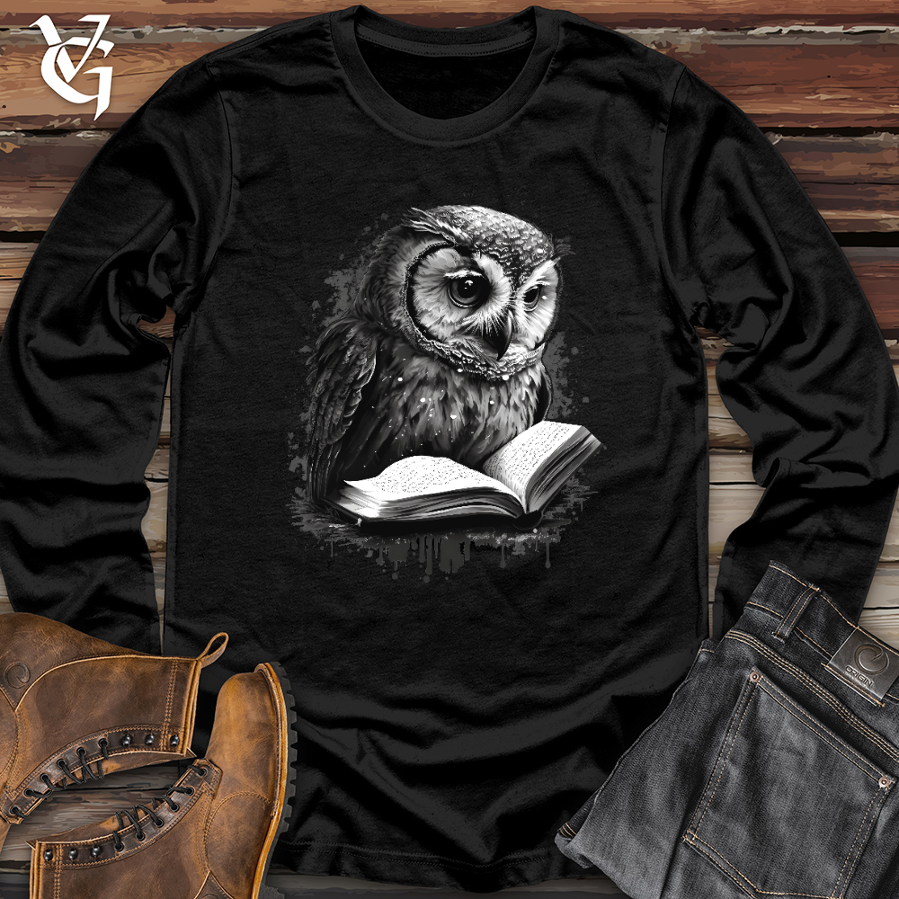 Viking Goods Owl Reading Book Long Sleeve Black / L