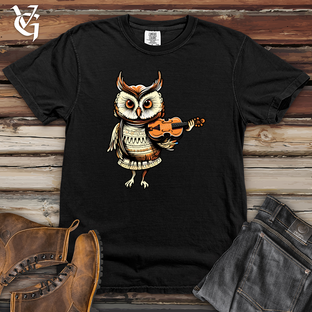 Viking Goods Owl Violinist Nocturne Heavy Cotton Comfort Colors Tee Black / L