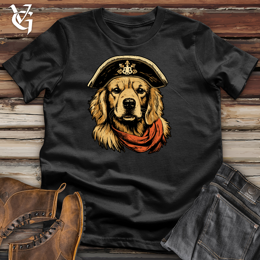 Viking Goods Pirate Pup Golden Retriever Cotton Tee Black / L