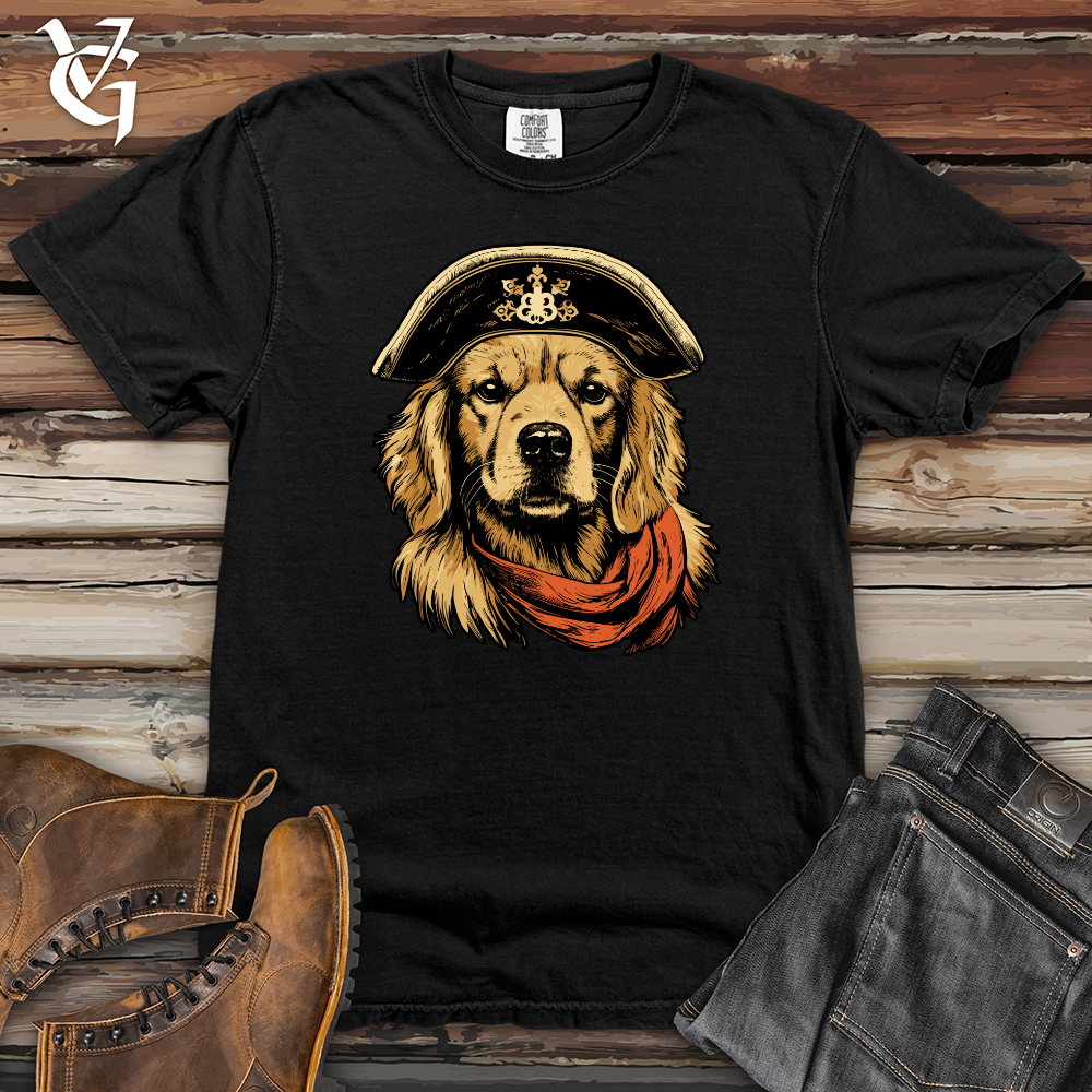 Viking Goods Pirate Pup Golden Retriever Heavy Cotton Comfort Colors Tee Black / L