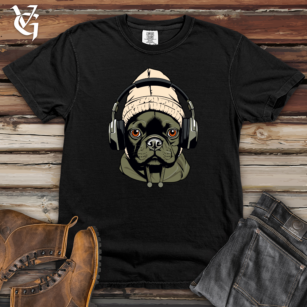 Viking Goods Retro Beanie Headphones Frenchie Heavy Cotton Comfort Colors Tee Black / L